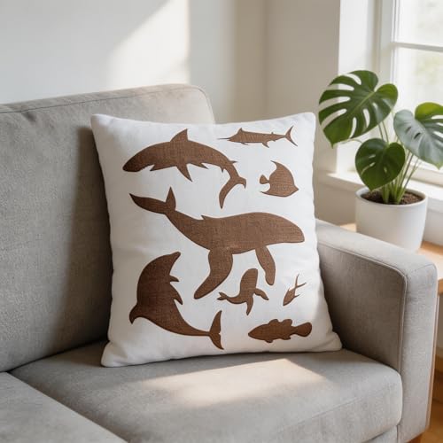 TIAMECH A4 Reusable Ocean Dolphin Stencil for Painting - style: Ocean Dolphin