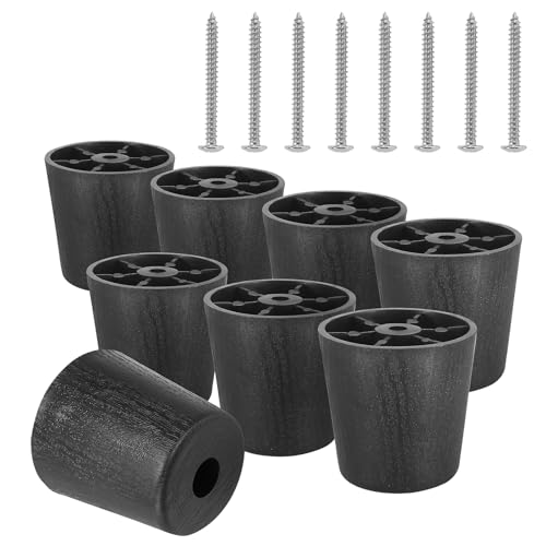 Plastic Couch Legs 2 inch, Screw-In Round Furniture Legs - Black, 8pcs - size: 2 Inch