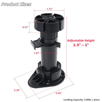 Adjustable Cabinet Levelers, 3.9-5 Inch, Black, 4Pcs - size: 3.92-5 Inch