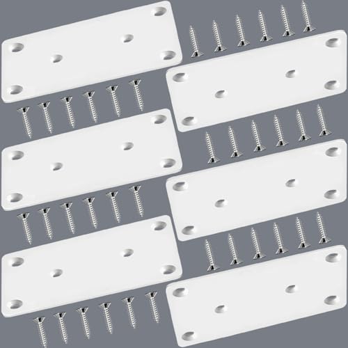 6 Pack White Mending Plates 3.94 x 1.93 x 0.08 inch Flat Brackets - size: 3.94 x 1.93 x 0.08 inch/100 x 49 x 2 mm