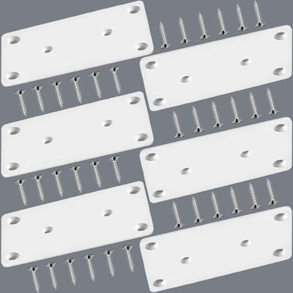 6 Pack White Mending Plates 3.94 x 1.93 x 0.08 inch Flat Brackets - size: 3.94 x 1.93 x 0.08 inch/100 x 49 x 2 mm