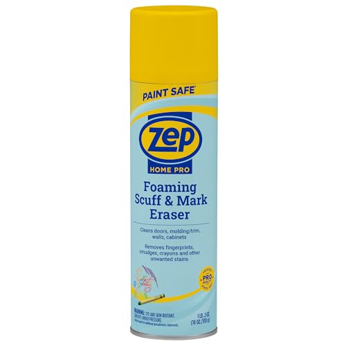 Zep Home Pro Foaming Scuff & Mark Eraser, Paint Safe Surface Cleaner, 18 oz, for Doors, Walls, Molding, Cabinets, Removes Fingerprints, Smudges, Stains