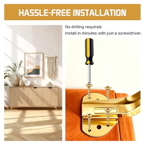 7 Inch Metal Furniture Legs,Sofa Couch Legs Set of 4,DIY Replacement for Dresser Cabinet Cupboard Ottoman (Brushed Gold) - color: Brushed Gold