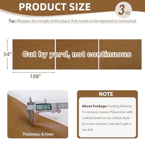 54" Marine Vinyl Upholstery Faux Leather Fabric by The Yard Waterproof - color: Amber, size: Pre-cut 3 Yards 54"x108"