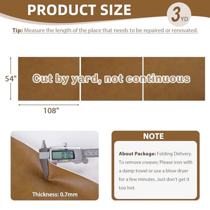 54" Marine Vinyl Upholstery Faux Leather Fabric by The Yard Waterproof - color: Amber, size: Pre-cut 3 Yards 54"x108"