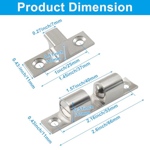 BokWin 2.75 Inch Double Roller Catch Cabinet Latches, 4 Pack - size: 2.75 Inch / 70mm