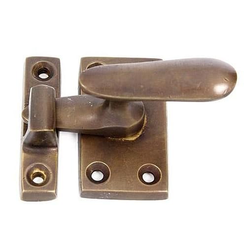 VAN DYKE'S RESTORERS Solid Brass Casement Latch with Lever Handle for Doors and Windows – Antique Brass, Polished Brass, Polished Nickel, or Bronze Finish, Includes Mounting Hardware - color: Antique Brass