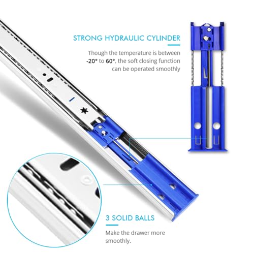 18 Inch 10 Pairs Soft Close Drawer Slides Full Extension - size: 18 Inch