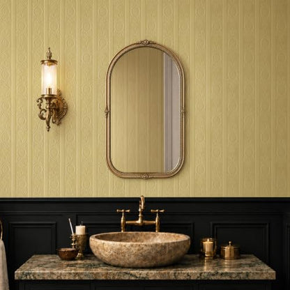 JiffDiff Khaki 3D Embossed Textured Peel Stick Wallpaper 17.3"x120" - color: Khaki, size: 17.3" x 120"