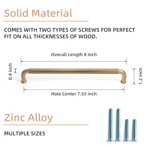 Goo-Ki 6 Pack 7-1/2 Inch （192mm） Cabinet Pulls Champagne Bronze Zinc Alloy Kitchen Drawer Pulls Drawer Handles 8 Inch Length 2201-UBR-192 - color: Champagne Bronze, size: 7-1/2 inch Hole Centers