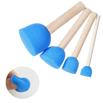 WAFJAMF 40 Pcs Round Sponges Brush Set 4 Sizes DIY Painting Tools Blue - color: Blue