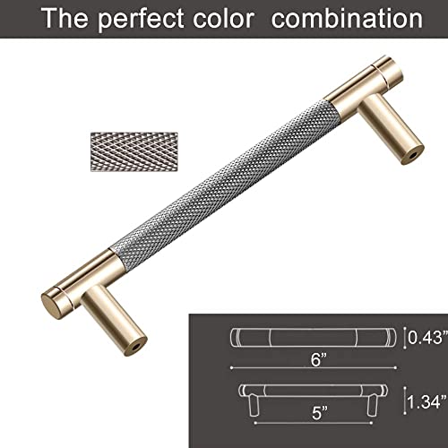 12 Pack 5 Inch 128 mm Barrel Cabinet Pulls Gold and Grey Cupboard Aluminum Handles Drawer Pull Cabinet Handles - color: Gold and Grey, size: 5 Inch