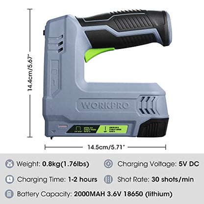 WORKPRO Electric Staple Gun, 2-in-1 Brad Nailer Electric with 2000PCS Staples Nails & USB Charger, 3.6V Staple Gun for Upholstering, Crafts, Carpentry, DIY, Grey - color: Gray