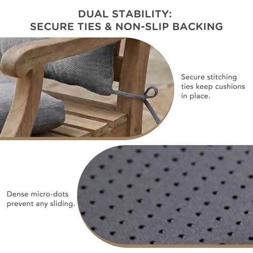Codi Rocking Chair Cushions, Water-Resistant, Grey 2 Pack - color: Grey, size: 18"x18"/18"x22" - Standard 2PK