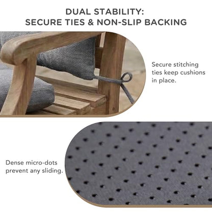 Codi Rocking Chair Cushions Indoor, Water-Resistant, Grey 1 Pack - color: Grey, size: 18"x18"/18"x22" - Standard 1PK