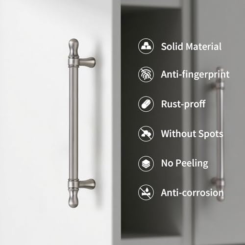 Cabinet Knobs Brushed Nickel, 6 Pack Drawer Knobs for Kitchen Cabinets, Dresser Knobs, Bathroom Cabinet Hardware - color: Matt Brushed Nickel, size: Knob, style: 6 Pack