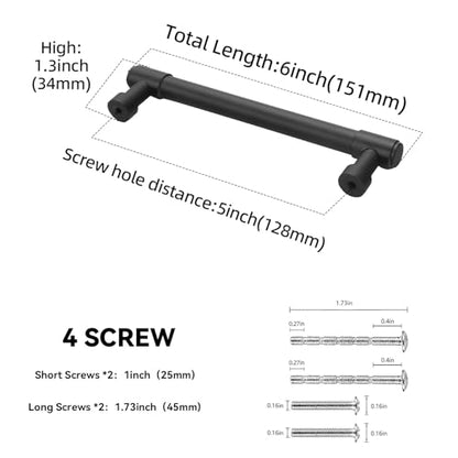 10 Pack 5 Inch(128mm) Kitchen Cabinet Handles Matte Black Cabinet Pulls Alloy Drawer Pulls Solid Cabinet Hardware - color: Matte Black, size: 5'' Hole Center(128mm)