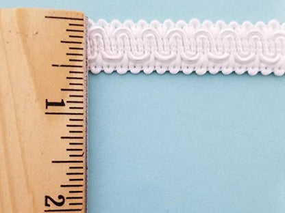 1/2" Scroll Braid Gimp w/Backing - 10 Continuous Yards - Many Color Options! (White) - color: White
