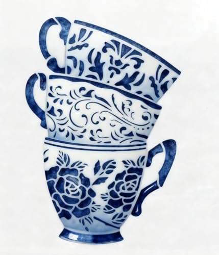 TIAMECH A4 Reusable Coffee Cup Stencil for Painting - style: Cups