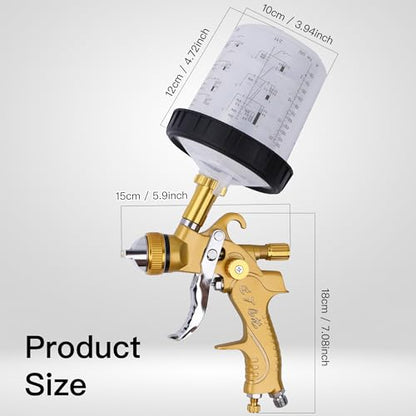 HVLP Spray Gun Kit, 4 Nozzles,10 Disposable Paint Cup System,Gold - color: gold