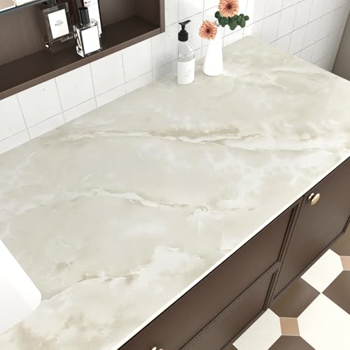 Matte Beige Marble Contact Paper for Countertops Waterproof Roll - color: Beige, size: 17.7" x 120"