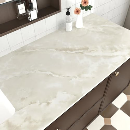 Matte Beige Marble Contact Paper for Countertops Waterproof Roll - color: Beige, size: 17.7" x 120"