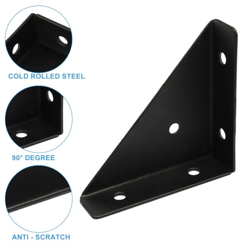 4 Pcs Triangle Corner Brace Brackets, 66mm x 66mm x 7mm, Black