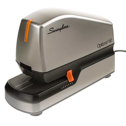 Swingline Electric Stapler, 60 Sheet Capacity, Optima 60, Jam Free, Auto or Manual, Black and Silver (48210) - size: 60 Sheet, style: Full Strip (Pack of 1)