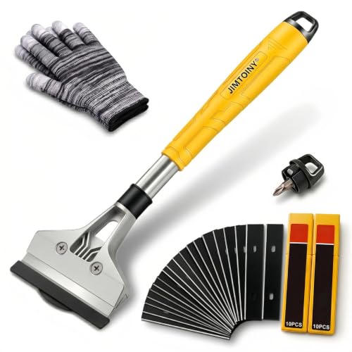 Razor Blade Scraper 4-Inch Floor Scraper Built-in Screwdriver - color: Yellow Razor Blade Scraper
