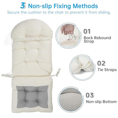 Rocking Chair Cushion 44x19x4 Non-Slip Indoor Adirondack Chair pad - color: Indoor White