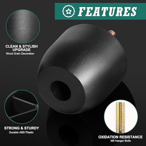 4pcs Plastic Furniture Legs 2.4" with T-Nuts, M8-1.25 Bolt, Widen - size: 2-3/8 Inch Widen, M8-1.25 Metric Thread Bolts