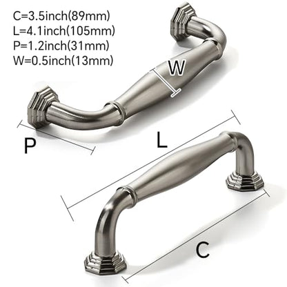 2 Pack 3-1/2 Inch Hole Center Brushed Satin Nickel Heavy Duty Solid Cabinet pulls Ideal for Dressers, Bathroom, cabinets, and Kitchens cabinets. - color: Brushed Satin Nickel, size: 3-1/2 Inch Hole Center, style: 2 Pack