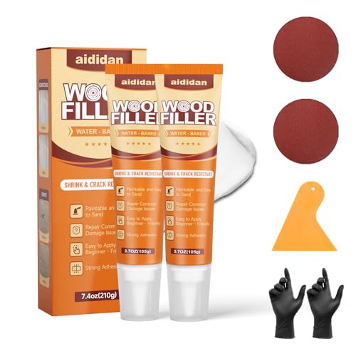 Wood Filler, Wood Putty, 2 Pack White Water-Based Wood Repair Kit - color: White