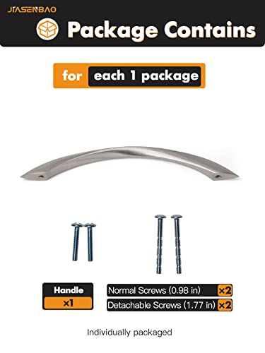 5 Pack Brushed Nickel Cabinet Pulls 6.3 Inch Arch Twisted Silver Handles Drawer Kitchen Cupboard Bathroom Dresser Cabinet Hardware Zinc Alloy - color: Brushed Nickel, size: 6.3 inch Hole Centers