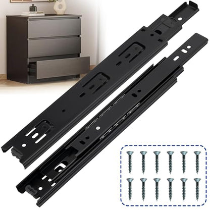 20 Inch Drawer Slides 1 Pairs (2pcs) Side Mount Rails - Heavy Duty Full Extension Ball Bearing – Drawer Slide Glides for Cabinet Kitchen, Dresser Runners - Draw Slides Sliders 100Lb Capacity - color: Black, size: 20 Inch
