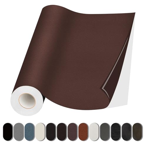 Lifeshoon Leather Repair Patches, Self Adhesive Vinyl for Couches Furniture - color: Brown, size: 3.5X79 inch