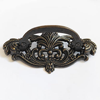 4-Pack 3" C-C Vintage Style Bail Dark Antique Bronze Drawer Pull Cabinet Handle Dresser Pulls Kitchen Hardware 76 mm Centers (4)