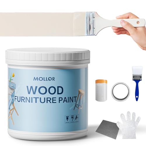 Cream White Paint for Wood - 16 Oz Wood Furniture Paint for Cabinets, Doors, Tables, and Dressers Refinishing - Water-Based, Non-Toxic & Odorless, Easy to Apply - With Tools - color: Cream White