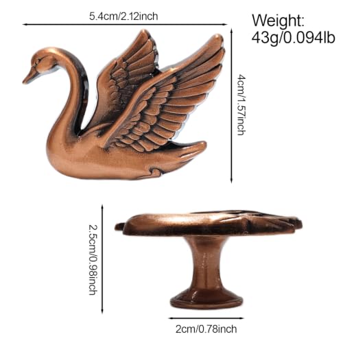4Pack Swan Cabinet Knobs, Elegant Flying Bird Drawer Pulls Handle - color: Antique Red Bronze
