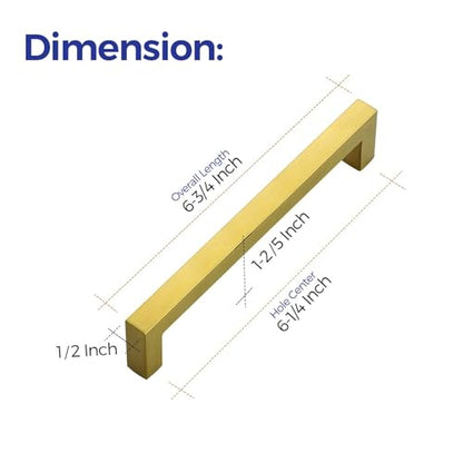 Ravinte Brushed Brass Cabinet Handles Square Pulls 6-1/4 Inch 30 Pack - color: Brushed Brass