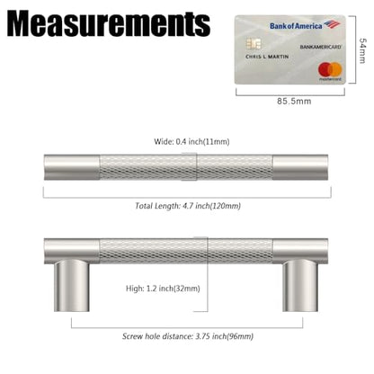 Brushed Nickel Knurled Cabinet Handles Kitchen Pulls 3.75 Inch 10 Pack - color: Brush Satin Nickel, size: 3.75" Hole Center