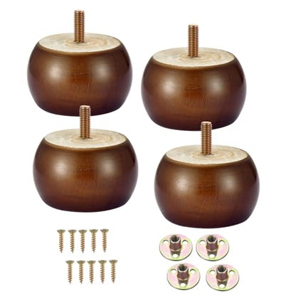 4PCS Wood Furniture Legs 2 inches Furniture Legs with Bolt Walnut Sofa Legs Couch Legs Replacement for Legs for Piano Bench, Chest-Turned-Coffee Table (Round Walnut) - color: Round Walnut