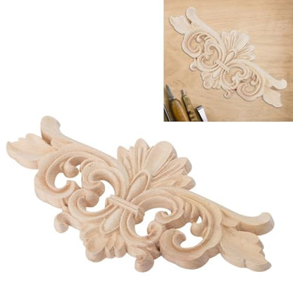 2Pcs Wood Carved Applique Decals – Unpainted Floral Onlay Ornament for Door, Furniture & Cabinets, DIY Project, Doors and Windows(Small) - size: Small