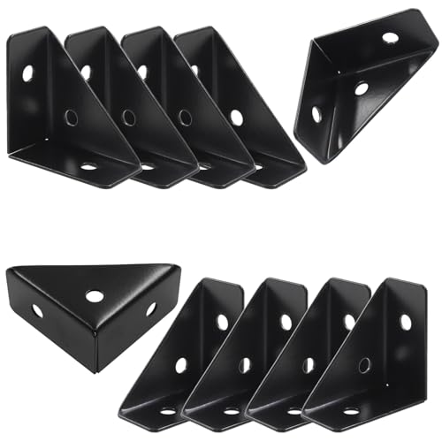 Zorfeter 10Pcs 38mm x 38mm Black Corner Brace Brackets