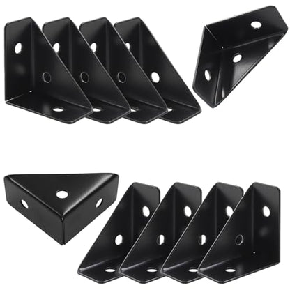 Zorfeter 10Pcs 38mm x 38mm Black Corner Brace Brackets