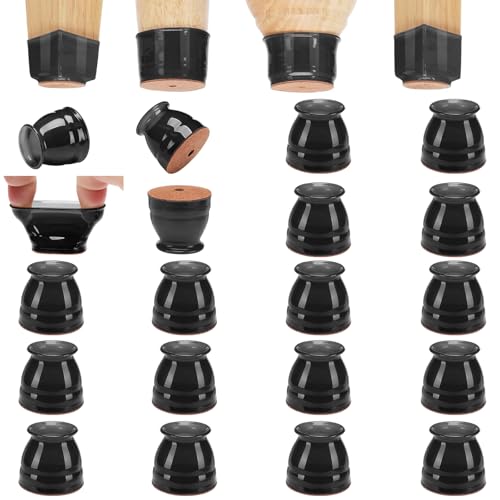 CHUNZEXI 16 Pack Silicone Chair Leg Floor Protectors for Hardwood Floors - color: Black-16pack, size: Universal S