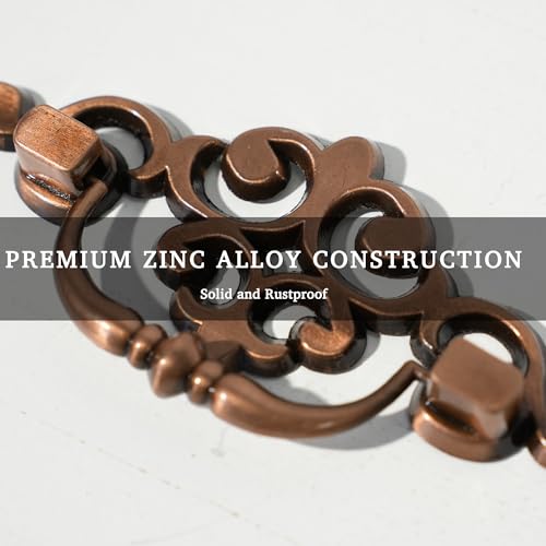 8 Pack Antique Copper Drawer Pulls, 2-1/2 Inch Hole Center - color: Antique Copper