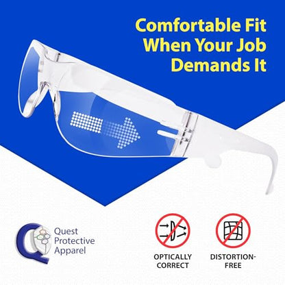 Quest Anti-Fog Safety Glasses, ANSI Z87.1, Clear, Pack of 3 - color: Clear, size: Pack of 3