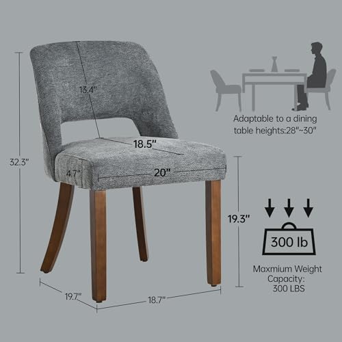 Usaint Upholstered Dining Chairs Set of 4, Modern Fabric Kitchen Chairs - color: Charcoal