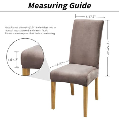 Velvet Dining Chair Covers,Dining Room Chair Covers Set of 6 - color: Velvet Champagne, size: 6